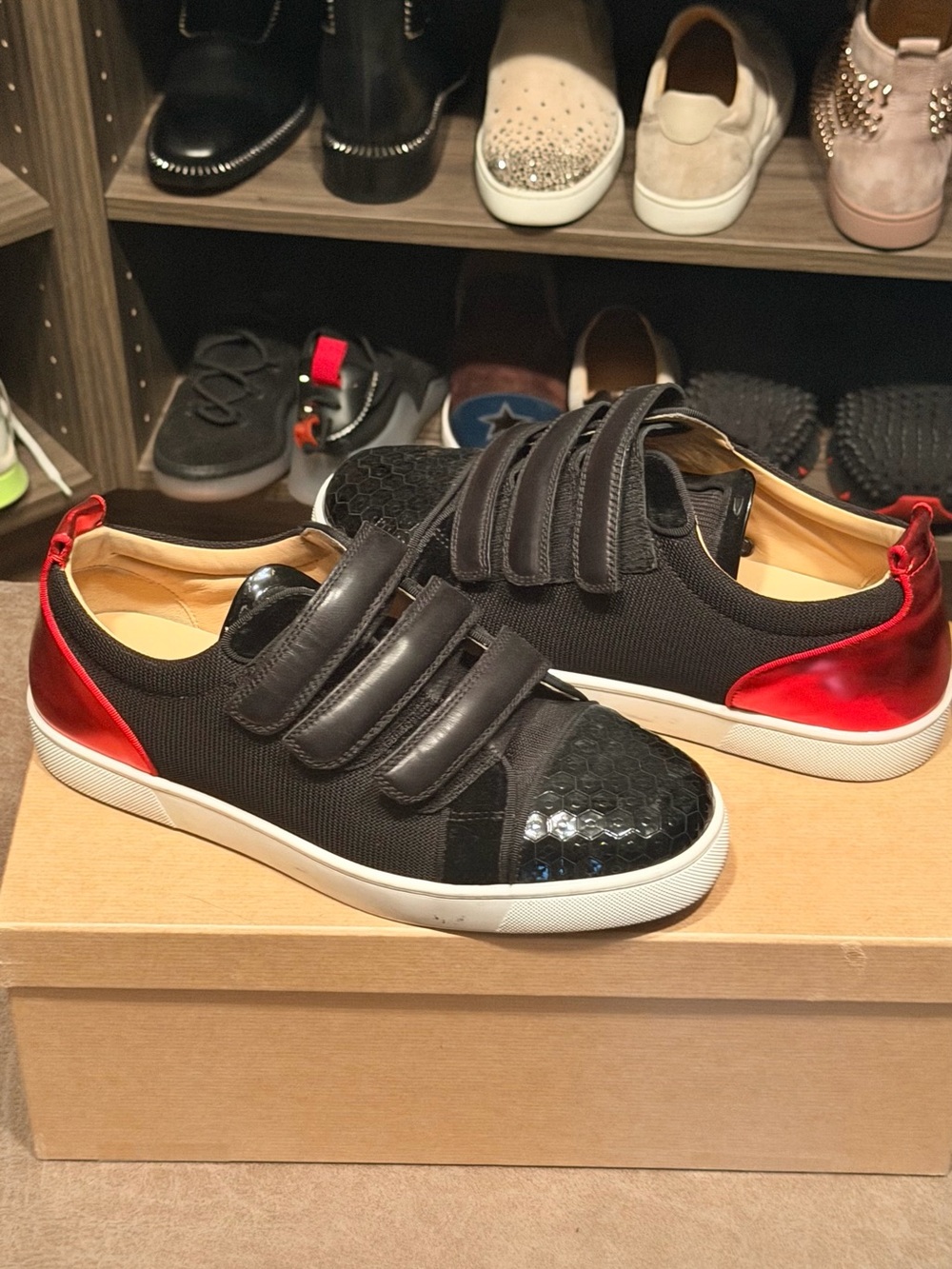 Christian Louboutin Black Sneakers with Red Heel Accent
